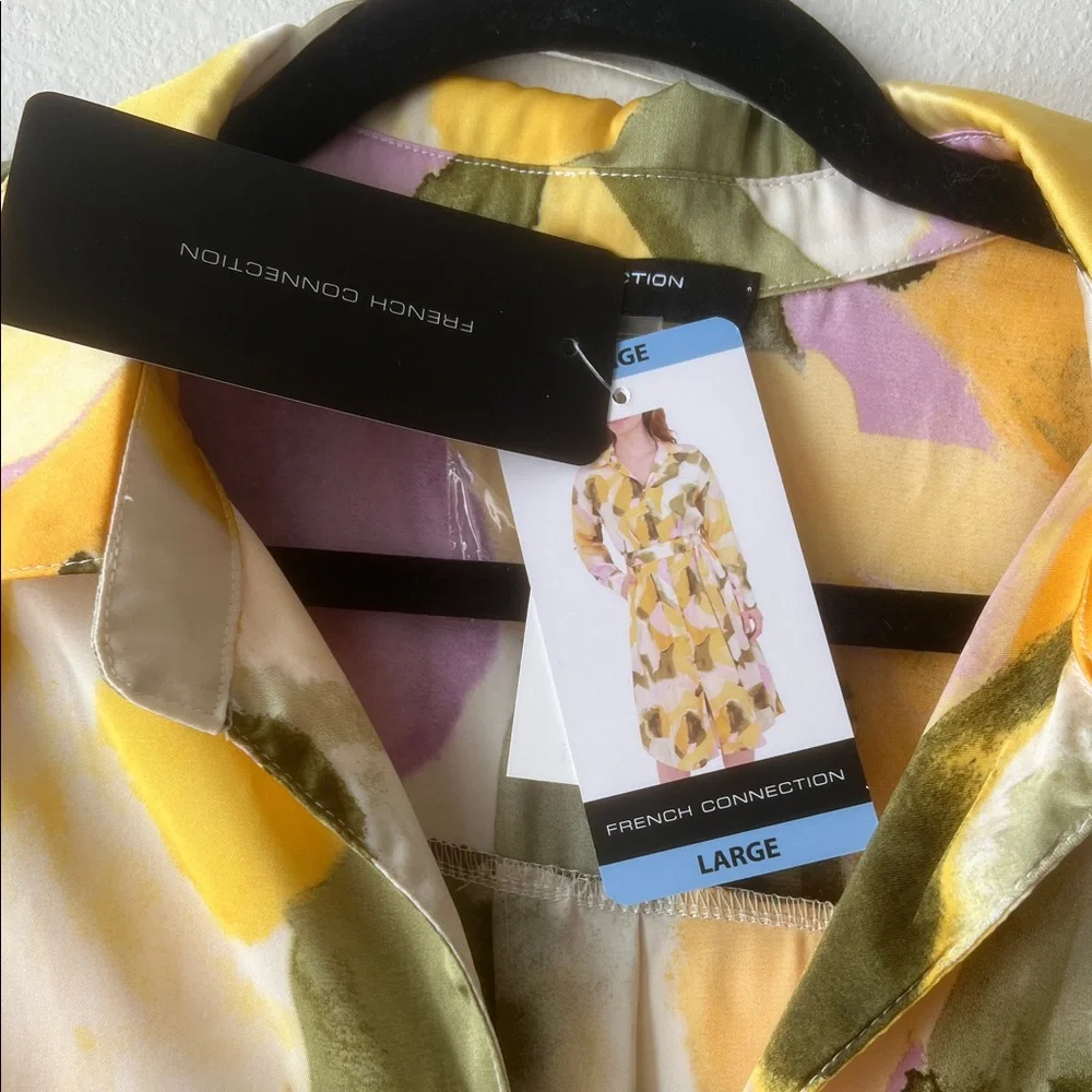 French Connection Yellow and Green Long Sleeve Dress - Picture 3 of 6